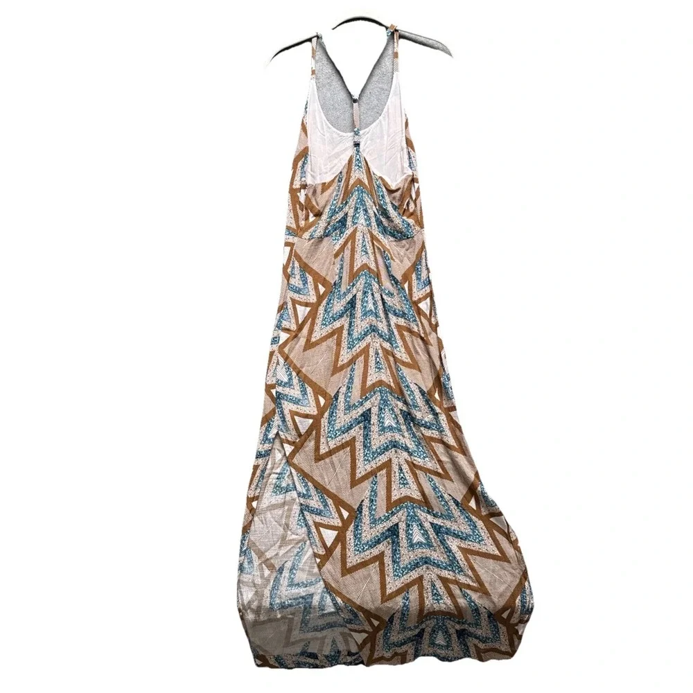 Free People Womens M Halter Maxi Dress Geometric Print‎ Boho Festival Resort